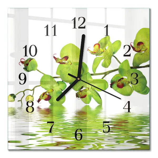 Decoratieve glazen klok vierkant Orchidee