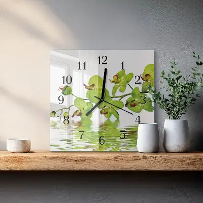 Decoratieve glazen klok vierkant Orchidee