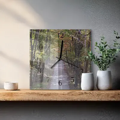 Vierkante glas klok Bospad