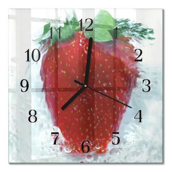 Moderne wandklok glas vierkant Aardbei