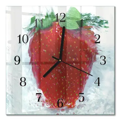 Moderne wandklok glas vierkant Aardbei
