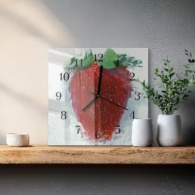 Moderne wandklok glas vierkant Aardbei