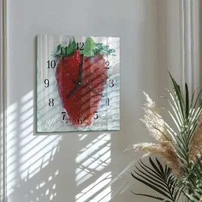 Moderne wandklok glas vierkant Aardbei