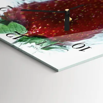 Moderne wandklok glas vierkant Aardbei