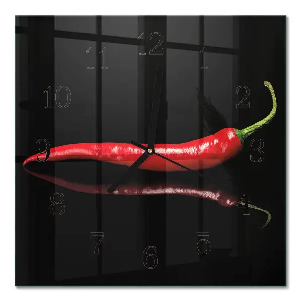 Decoratieve glazen klok vierkant Chilipeper