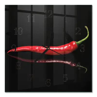 Decoratieve glazen klok vierkant Chilipeper
