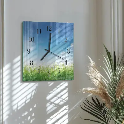 Vierkante glas klok Gras