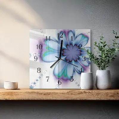 Vierkante glazen klok Bloem