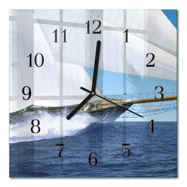 Vierkante glas klok Zeilboot