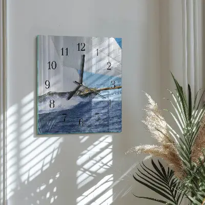 Vierkante glas klok Zeilboot