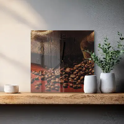 Vierkante glazen klok Koffiebonen