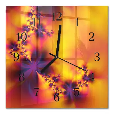 Moderne wandklok glas vierkant Bloemen