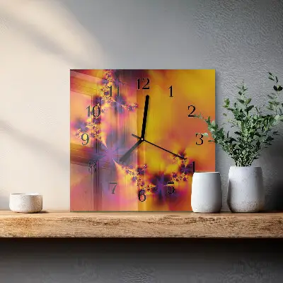 Moderne wandklok glas vierkant Bloemen