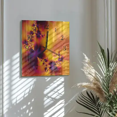Moderne wandklok glas vierkant Bloemen