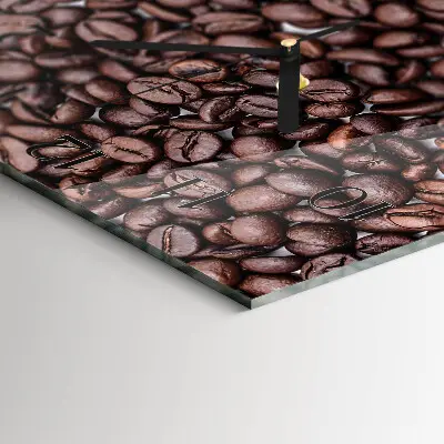 Vierkante glazen wandklok Koffiebonen