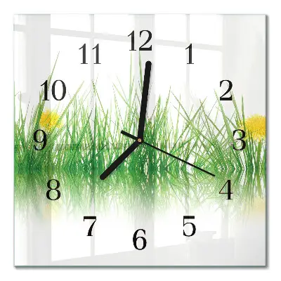 Moderne wandklok glas vierkant Gras