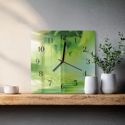 Decoratieve glazen klok vierkant Bladeren