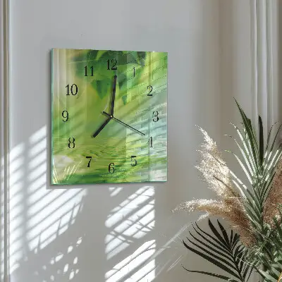 Decoratieve glazen klok vierkant Bladeren