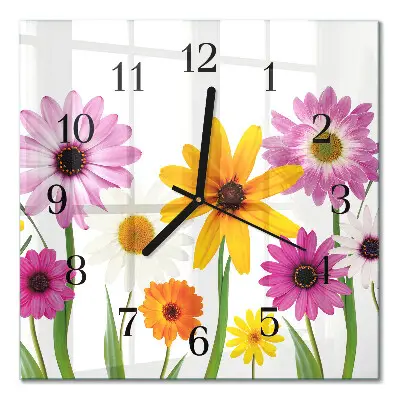 Vierkante glas klok Bloemen