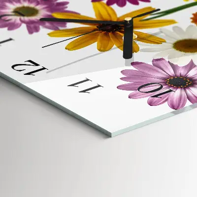 Vierkante glas klok Bloemen