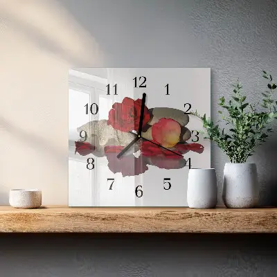 Vierkante glas klok Kom met rozen