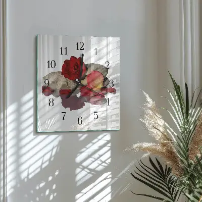 Vierkante glas klok Kom met rozen