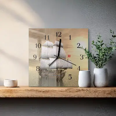 Moderne wandklok glas vierkant Schip