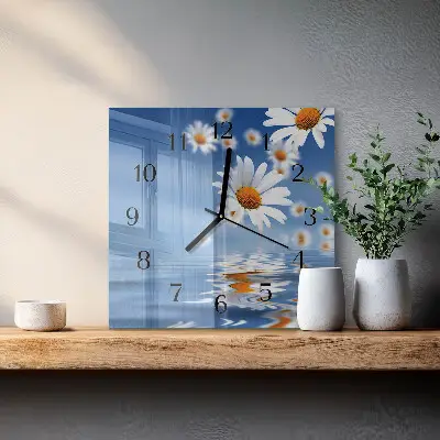 Decoratieve glazen klok vierkant Bloem