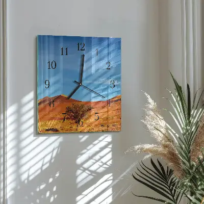 Vierkante glazen wandklok Woestijn
