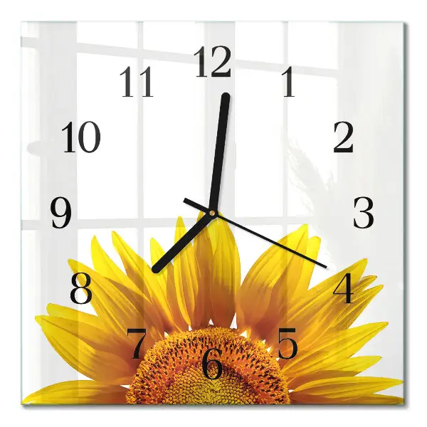 Moderne wandklok glas vierkant Bloem
