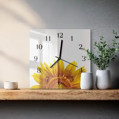 Moderne wandklok glas vierkant Bloem