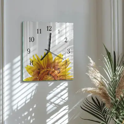 Moderne wandklok glas vierkant Bloem
