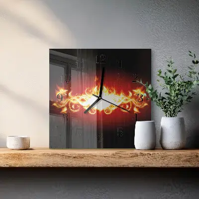 Moderne wandklok glas vierkant Vuurbloem