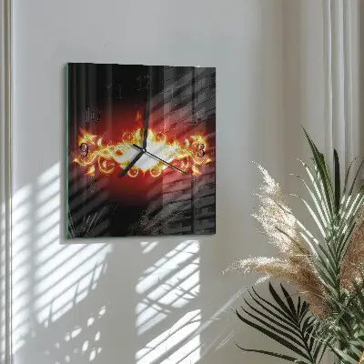 Moderne wandklok glas vierkant Vuurbloem
