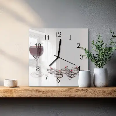 Vierkante glas klok Een glas wijn