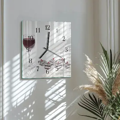 Vierkante glas klok Een glas wijn