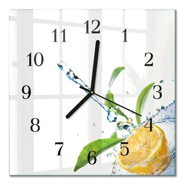 Vierkante glazen wandklok Citrus