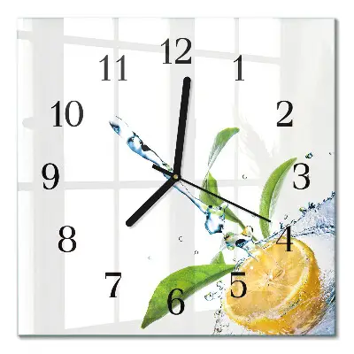 Vierkante glazen wandklok Citrus