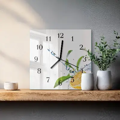 Vierkante glazen wandklok Citrus