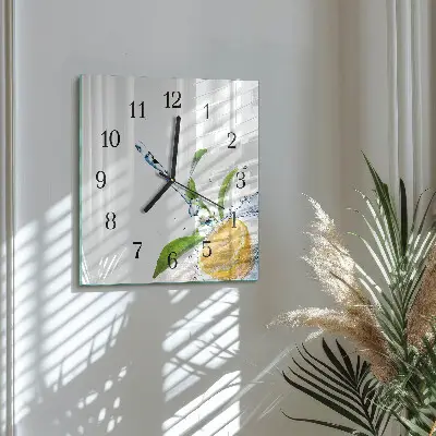 Vierkante glazen wandklok Citrus