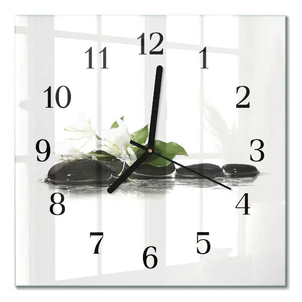 Moderne wandklok glas vierkant Zen-stenen