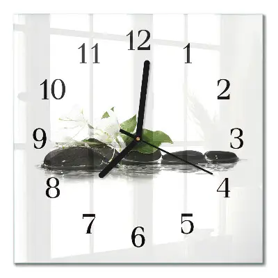 Moderne wandklok glas vierkant Zen-stenen