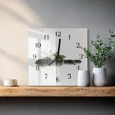 Moderne wandklok glas vierkant Zen-stenen