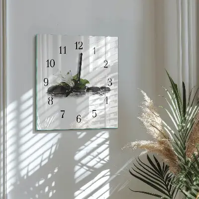 Moderne wandklok glas vierkant Zen-stenen