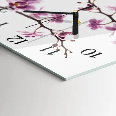 Vierkante glazen klok Orchidee