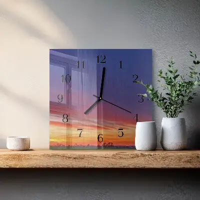 Vierkante glas klok Veld