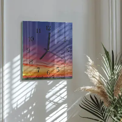 Vierkante glas klok Veld
