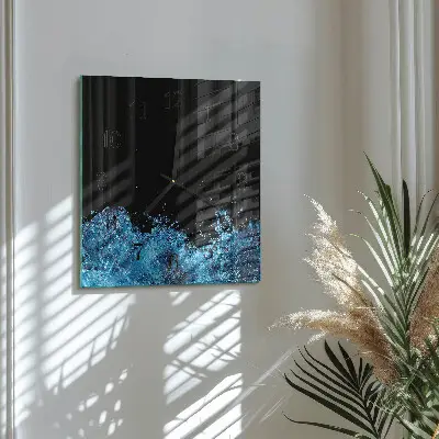 Vierkante glas klok Water