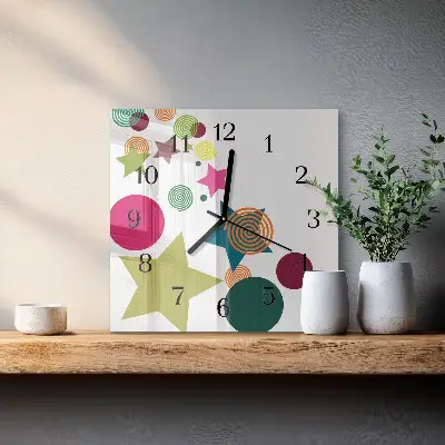 Decoratieve glazen klok vierkant Sterren