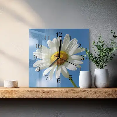 Vierkante glas klok Bloem